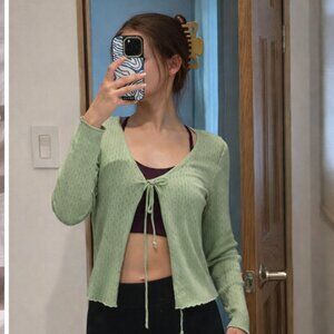 size S green cardigan